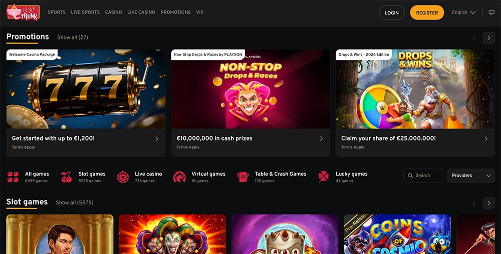 lucky trunk casino website
