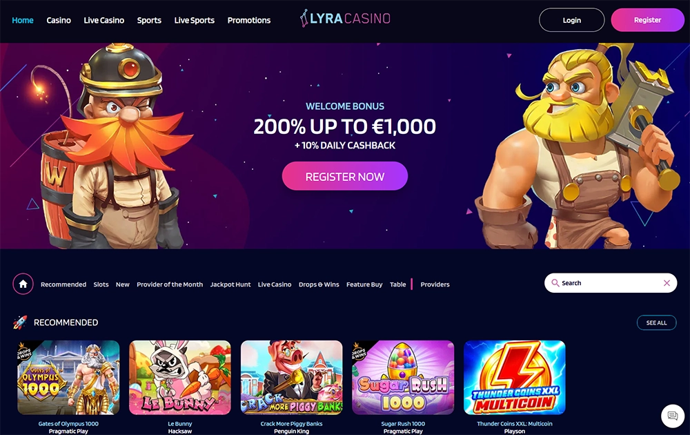 lyra casino website