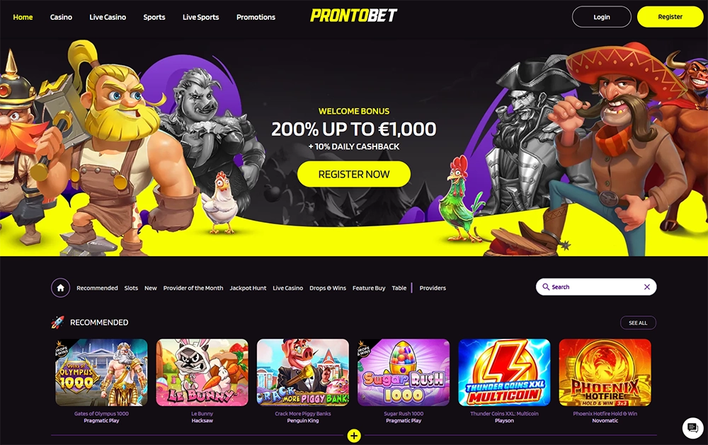 prontobet casino website