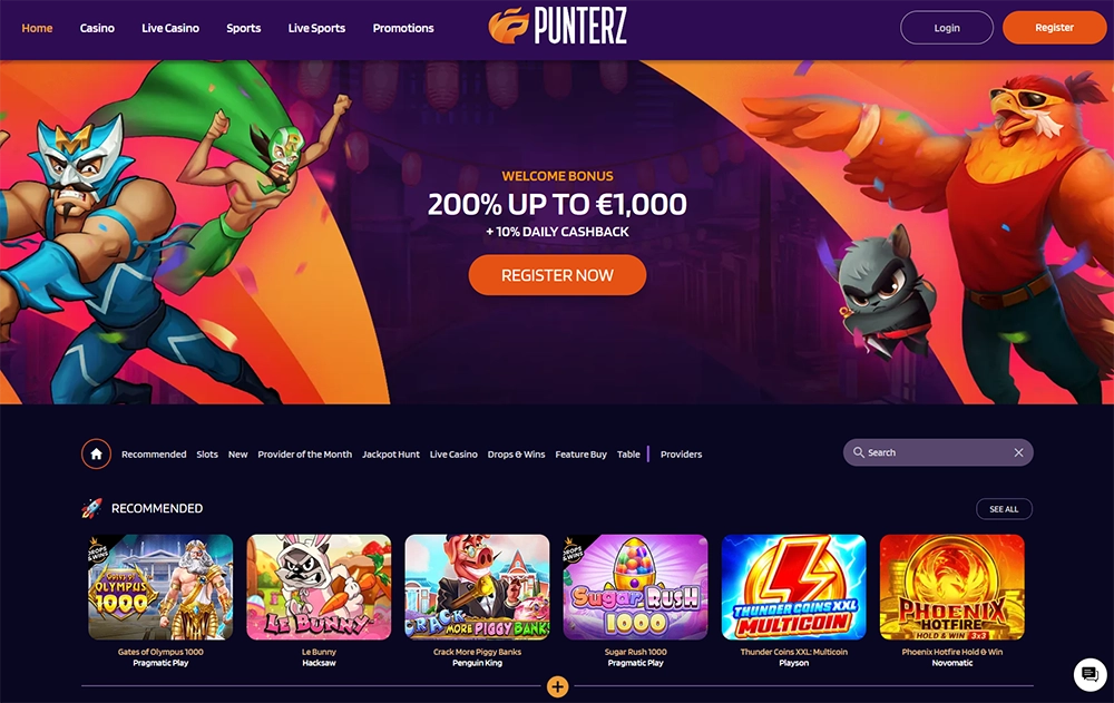 punterz casino website