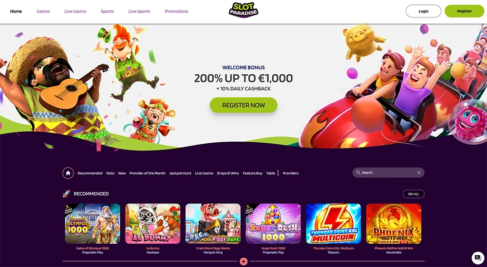 slot paradise casino website
