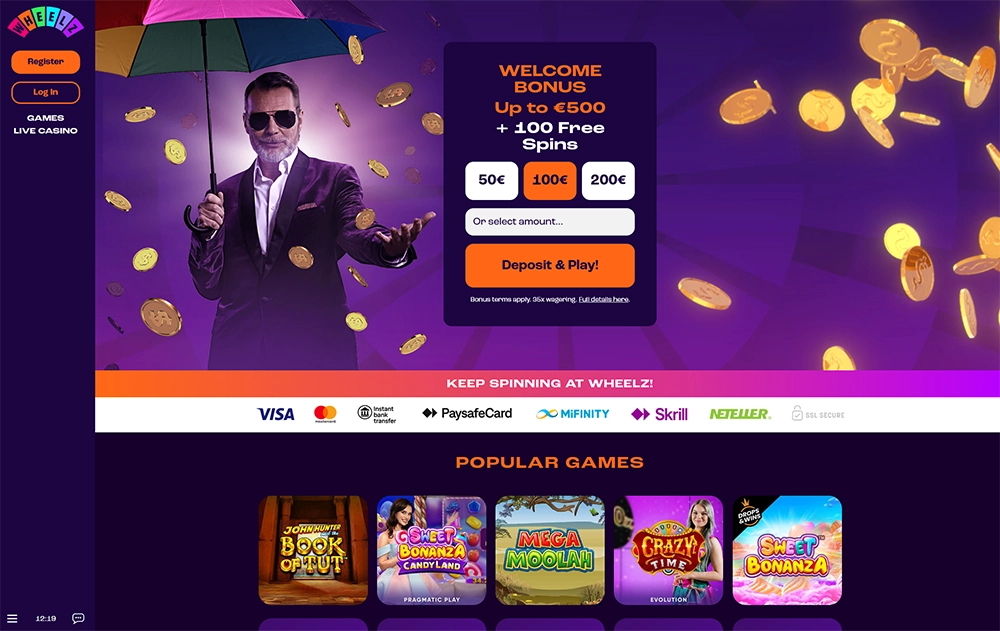 wheelz casino website