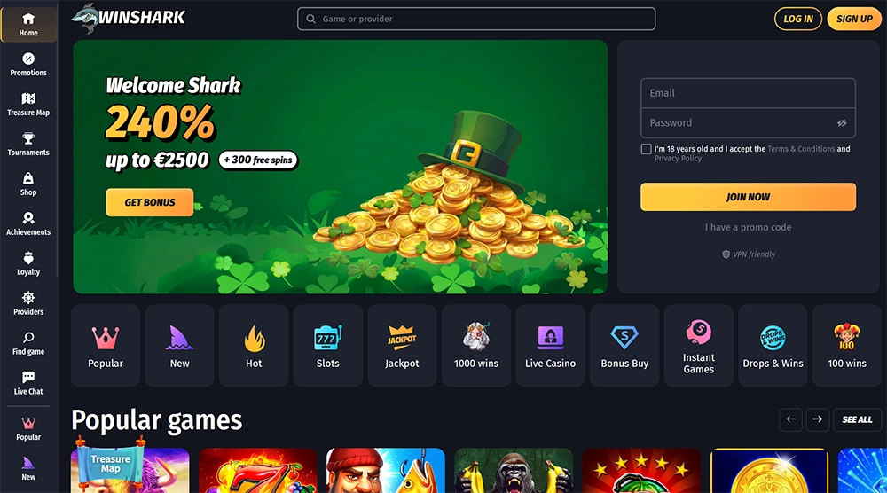 winshark casino website