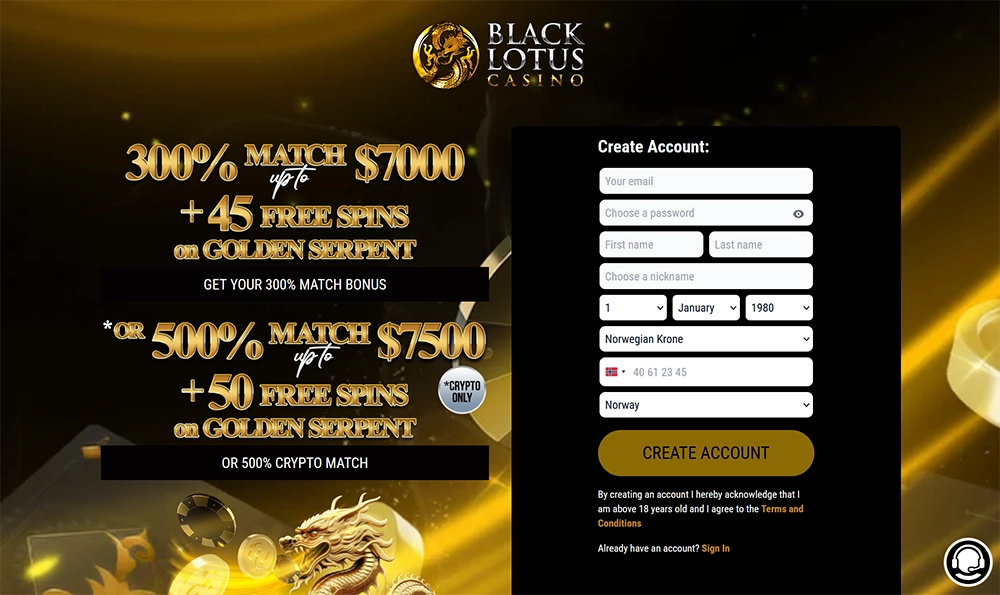 black lotus casino website