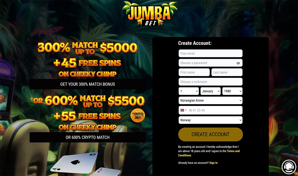 jumba bet casino website