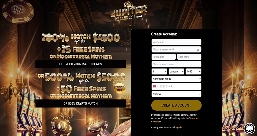 jupiter club casino website