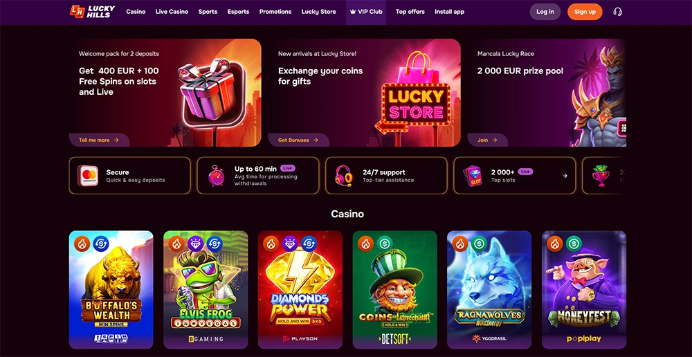 luckyhills casino website
