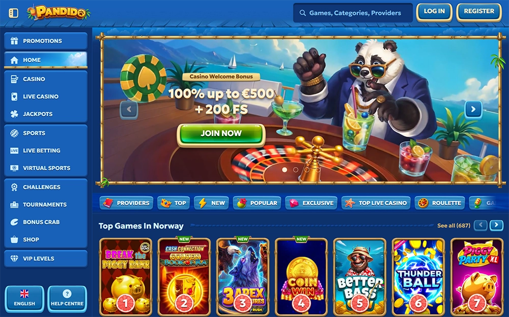 pandido casino website