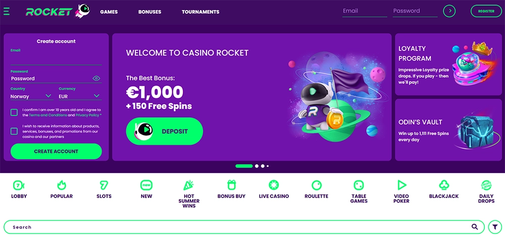 casino rocket website