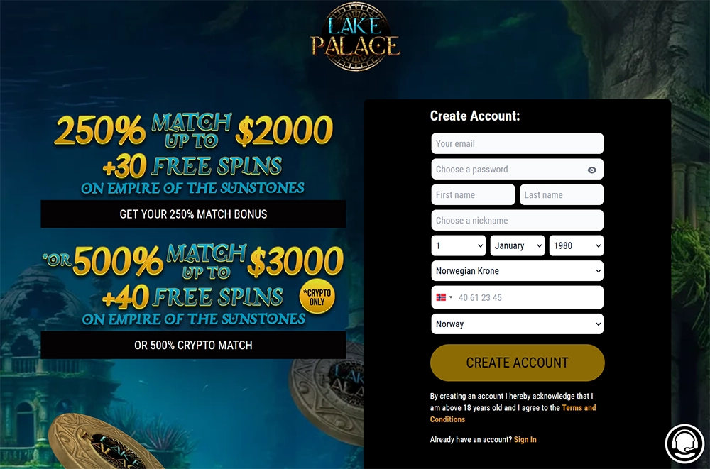 lake palace casino website