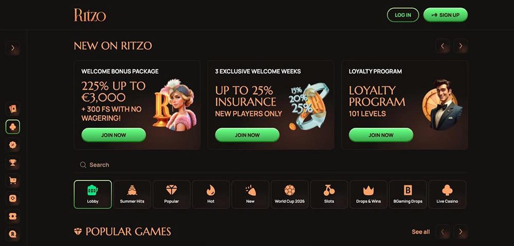 ritzo casino website