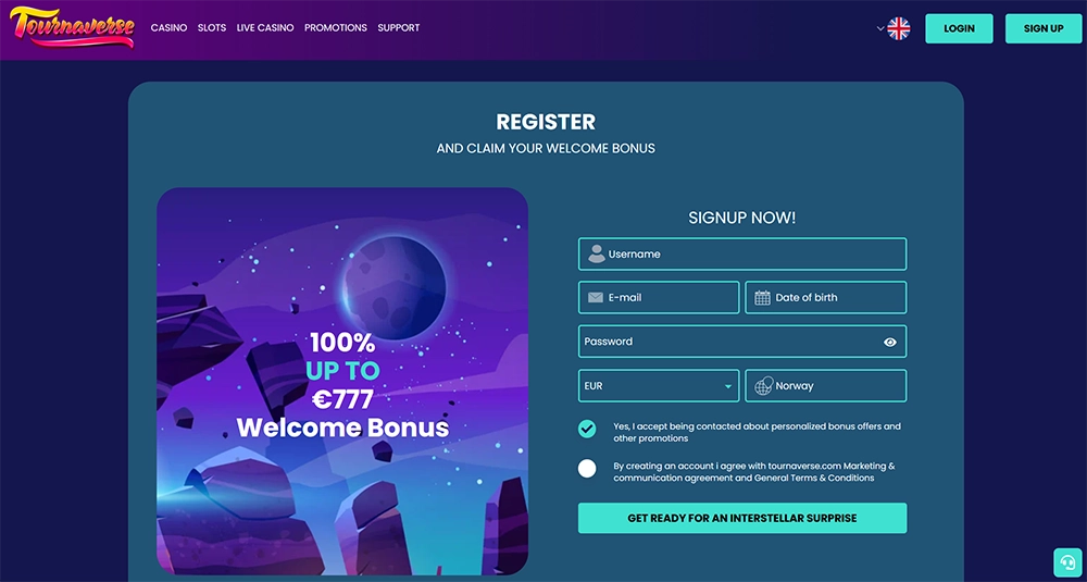tournaverse casino website